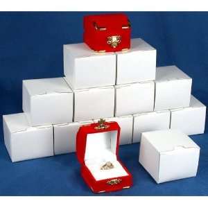   12 Red Flocked Ring Gift Boxes Jewelry Case Displays