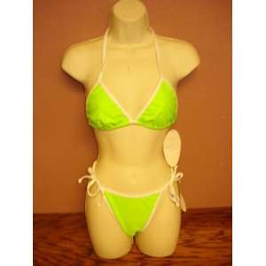  Florescent Green Solid Two Piece Bikini Size Small: Beauty