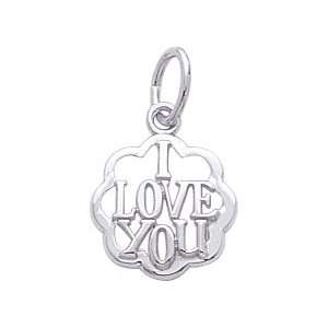  Rembrandt Charms I Love You Charm, 14K White Gold Jewelry