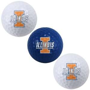 Illinois Fighting Illini 3 Pack Golf Balls Sports 