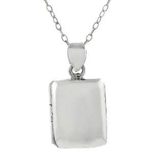  Sterling Silver Rectangle Locket Necklace Jewelry