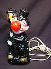 antique redware clown lamp post old man red bulb nose