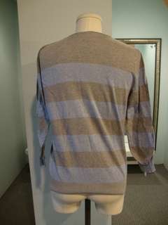 RED VALENTINO Blue and Gray Striped Sweater Made In Italy  