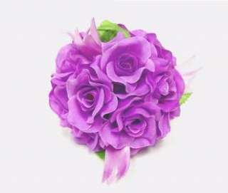 LARGE LAVENDER Rose Ball Pew Bow Silk Wedding Flower  
