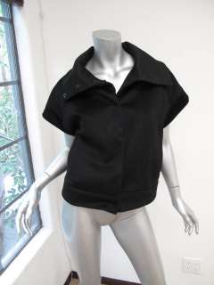 Jenni Kayne Black Short Sleeve Hidden Button Snap Thick Blouse/Jacket 
