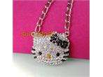 Hot cute black Hello kitty crystal pendant necklace L85  