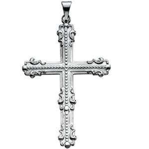 Jewelry Gift Platinum Large Fancy Cross Pendant. 44.00X31.50 Mm Large 