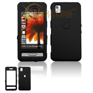 black rubberized snap on hard skin cover case for samsung finesse r810 