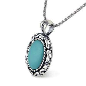  Filigree Spanish Lace Turquoise Pendant w/18 inch Chain 