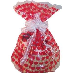 Valentine Hearts Cello Cellophane Basket Bags (2 Pack) Large Size 22 X 