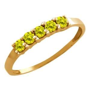  0.25 Ct Round Canary Diamond 14k Yellow Gold Ring: Jewelry