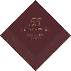 Wedding Favors 55 Years Printed Napkins   Set of 50   Beverage (Set of 