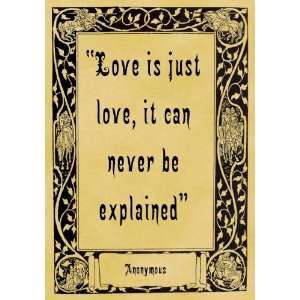   Parchment Poster Inspiration Love Just Love Anonymous