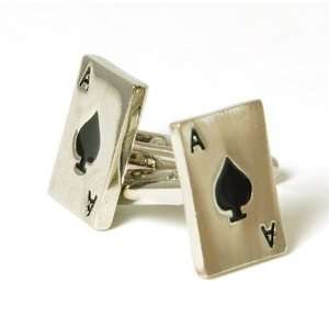  Silver Tone Ace Of Spades Card Cufflinks Jakob Strauss 