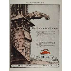 1919 ORIGINAL Ad Vacuum Oil Company Mobil GARGOYLE   Original Print Ad