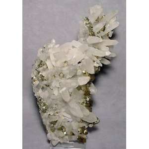    Quartz Crystal Cluster with Pyrite Cubes China