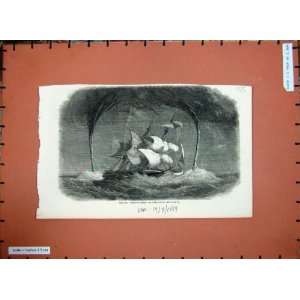   1859 Ship Bleroie Castle Whirlwind Storm Sea Fine Art