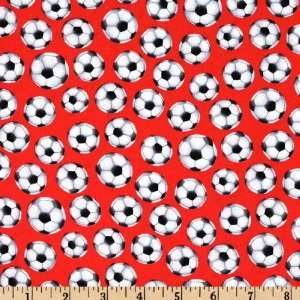  44 Wide Girls Soccer Soccer Balls Red Fabric By The Yard 