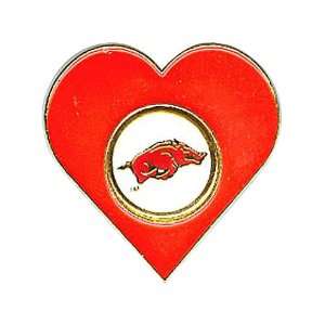 Arkansas Razorbacks Heart Pin