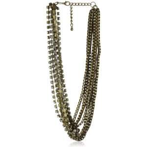  Leslie Danzis Crystal Box Chain Antique Gold Necklace 16 