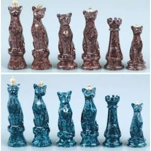  Fame 2630 Marbleized Cats Chess Set Pieces: Toys & Games
