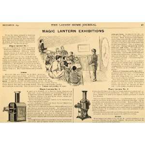 1892 Ad Magic Lantern Burner Polished Condensing Lens   Original Print 