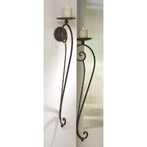   Mounted Rustic Iron Scroll Pillar Candle Holders 34 Home & Kitchen