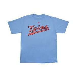   Twins Cooperstown Logo Tee   Columbia Blue Medium: Sports & Outdoors
