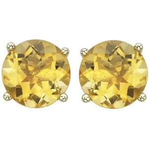   14K Yellow Gold Round Yellow Citrine Prong Set Stud Earrings: Jewelry