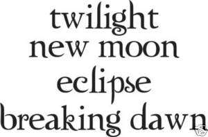 Twilight New Moon Eclipse Art Vinyl Wall Lettering  