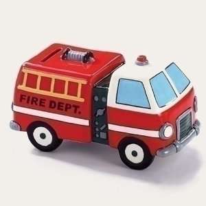  Pack of 4 Bright Red Fire Engine Truck Coin Banks 4