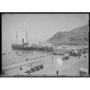  Steamship at pier by boardwalk,Avalon,Catalina Island 