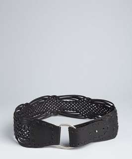 Fashion Focus black braided leather pin close wide belt