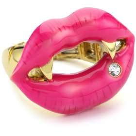 Betsey Johnson Betsey The Vampire Slayer Pink Lips Ring, Size 7.5 