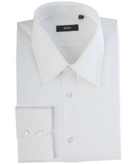 Hugo Boss white cotton point collar dress shirt
