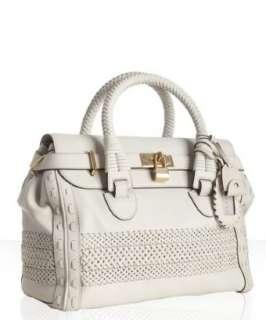Gucci white woven leather Handmade large top handle bag   up 