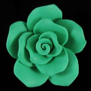  42mm green coral carved rose flower pendant bead