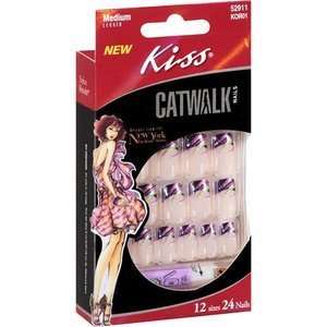 Kiss Catwalk Nails Medium Glue on 24 Nails 12 Sizes # 52911 Hard to 