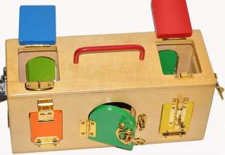 Montessori WOODEN LOCK BOX Infant Toddler LEARNING TOY  