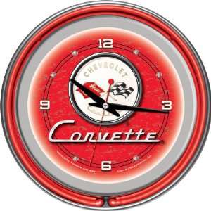  Corvette C1 Neon Clock   14 inch Diameter   Red Patio 