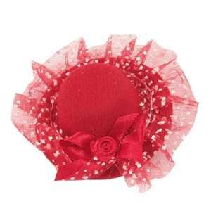   Ladies Wedding Party Red Flower Decor Mini Top Hat Hair Clip: Beauty