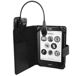   Tasche für Kobo eReader Touch Edition   Schwarz + LED Licht  