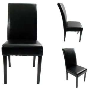  Parson Dining Chair   Black Leather Set of 6: Home 