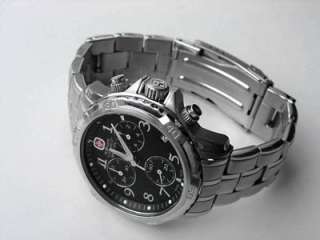 WENGER GENUINE SWISS ARMY MILITARY GST CHRONOGRAPH WATCH MENS BLACK 