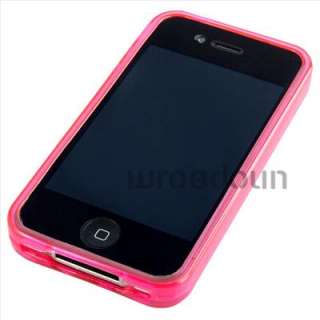 NEW SOFT Clear Dark Pink SILICONE RUBBER CASE for iPhone 4 4S 4G 4GS G 