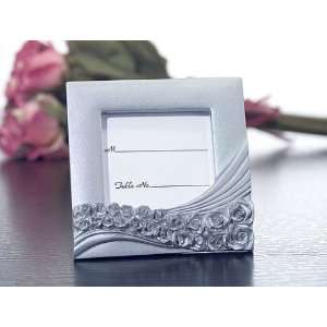    3x3 Silver Resin Place Card Frame w/ Roses: Kitchen & Dining