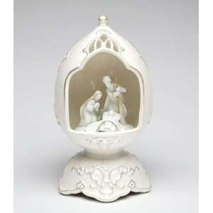  Egg Shape Nativity Scene Porcelain Music Box Sculpture 