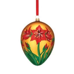   European Handmade Glass Blown Ornaments Amaryllis Egg