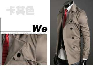 FANCYQUBE CASUAL BELTED DOUBLE BREASTED SHORT TRENCH COAT SLIM FIT 