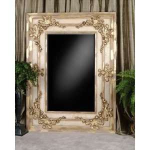  Large Wood Frame with Distressed Gold Finish Mirror